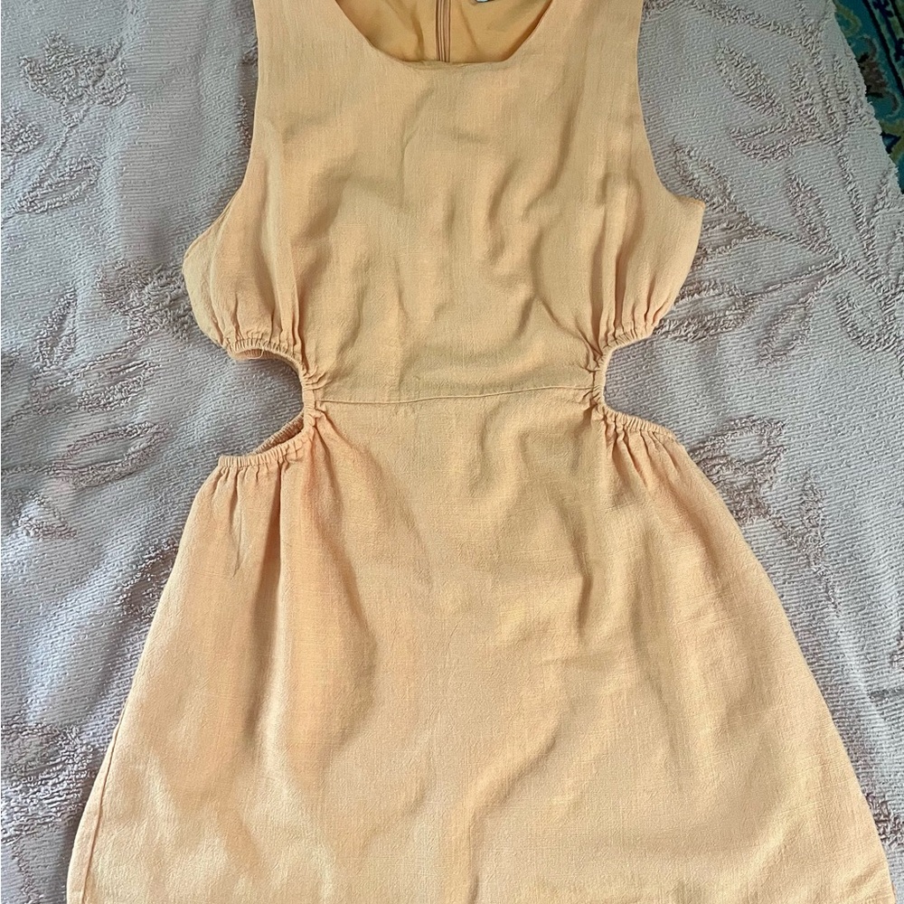 Peach short Sleeveless Dress with side cut outs